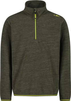 Grüner Herrenpullover mit kurzem Reißverschluss und CMP-Logo auf der Schulter.