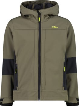 Grüne Jacke mit schwarzen Einsätzen an den Seiten und CMP-Logo auf der Brust.