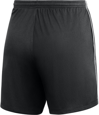 Schwarze Shorts mit weißem Besatz und elastischem Bund.
