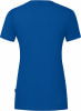 Damen-T-Shirt in Blau mit kurzen Ärmeln, von hinten gezeigt.