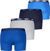 Vier Puma Boxershorts in verschiedenen Farben mit Logo.