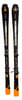 Atomic Redster Skier mit schwarzem und orangefarbenem Design und Bindung.