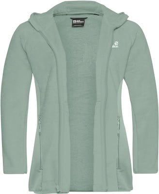Hellgrüne Fleecejacke mit Kapuze und Reißverschluss. Hellgrüne Fleecejacke mit Kapuze und Reißverschluss.