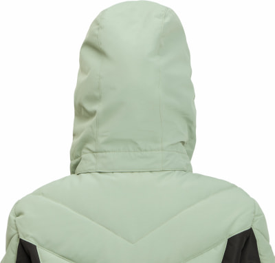 Grüne Kapuzenjacke, Rückansicht mit Steppung.
