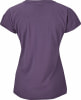 Lila T-Shirt mit kurzen Ärmeln und Rundhalsausschnitt.