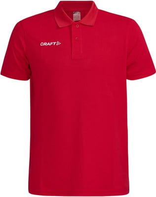 Rotes Poloshirt mit weißem Craft-Logo auf der Brust. Rotes Poloshirt mit weißem Craft-Logo auf der Brust.