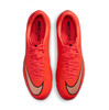 Draufsicht auf orange Nike Mercurial Vapor Fußballschuhe mit beige Swoosh.