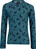 Langarmshirt mit Bergmuster in Dunkelblau auf Petrol.