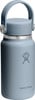 Blaue Hydro Flask Flasche mit Griff und Sonnenschirm-Logo.