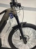 Vorderansicht eines Mountain-E-Bikes mit Federung und Anhänger.