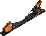 Atomic-Skibindung mit orangefarbenen und schwarzen Elementen.