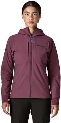 Damen-Softshelljacke von Patagonia in Dunkelrosa mit Reißverschluss. Damen-Softshelljacke von Patagonia in Dunkelrosa mit Reißverschluss.