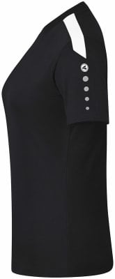 Schwarzes Kurzarmshirt mit weißen Details an den Schultern. Schwarzes Kurzarmshirt mit weißen Details an den Schultern.