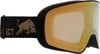 Skibrille mit schwarzem Band und goldenem Bullenlogo.