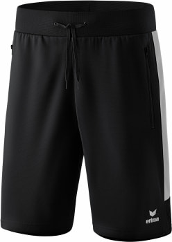 Schwarze Herrenshorts mit weißem Streifen und Reißverschluss.