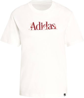 Weißes Adidas T-Shirt mit rotem Logo und Figuren