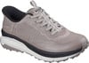 Bequemer beiger wasserdichter Skechers Freizeitschuh mit Schnürsenkeln.