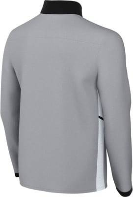 Grauer Pullover mit schwarzem Kragen und weißem Seiteneinsatz. Grauer Pullover mit schwarzem Kragen und weißem Seiteneinsatz.