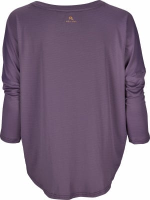 Lila Langarmshirt für Damen mit dem Active Rebel Logo auf dem Rücken.