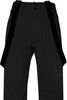 Schwarze Hose mit schwarzen Hosenträgern und Markenlogo am Bein.
