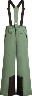 Kinder-Latzhose in Mintgrün mit braunen Akzenten für den Winter. Kinder-Latzhose in Mintgrün mit braunen Akzenten für den Winter.