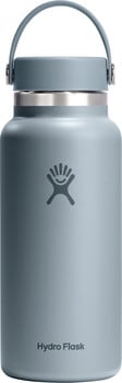 Blaue Hydro Flask Thermoskanne mit Logo und Griff oben.