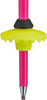 Ein pinker Stock mit gelber Scheibe und schwarzem Ring.