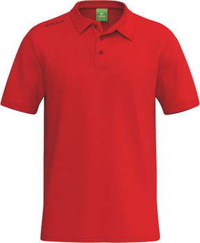 Rotes Poloshirt mit kurzen Ärmeln und Erima-Logo auf der linken Brust.