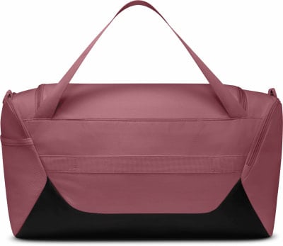 Eine rosa Sporttasche mit schwarzem Boden und Trägern. Eine rosa Sporttasche mit schwarzem Boden und Trägern.