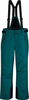 Grüne Skihose mit Latz und schwarzen Akzenten.