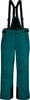 Grüne Skihose mit Latz und schwarzen Akzenten.