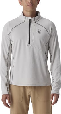 Grauer Herrenpullover mit Reißverschluss und Spinnenlogo. Grauer Herrenpullover mit Reißverschluss und Spinnenlogo.