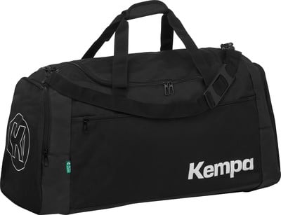 Schwarze Kempa Sporttasche mit Logo und Schultergurt. Schwarze Kempa Sporttasche mit Logo und Schultergurt.