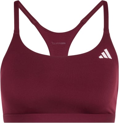 Damen-Sport-BH in Weinrot von Adidas mit Logo und Climacool-Technologie. Damen-Sport-BH in Weinrot von Adidas mit Logo und Climacool-Technologie.