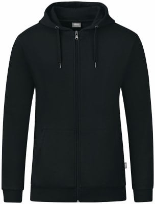 Schwarze Herren-Kapuzenjacke mit durchgehendem Reißverschluss. Schwarze Herren-Kapuzenjacke mit durchgehendem Reißverschluss.