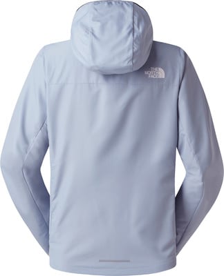 Hellblaue Kapuzenjacke mit The North Face Logo auf dem Rücken. Hellblaue Kapuzenjacke mit The North Face Logo auf dem Rücken.
