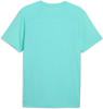 Türkises T-Shirt mit kurzen Ärmeln und feinem Muster.