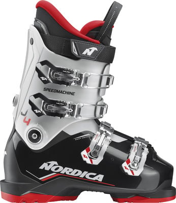 Nordica Speedmachine J4 Skischuh mit verstellbaren Schnallen und modernem Design. Nordica Speedmachine J4 Skischuh mit verstellbaren Schnallen und modernem Design.
