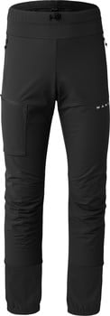 Schwarze Outdoorhose mit Markenlogo und Taschen.