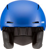 Blauer Uvex Skihelm mit Polsterung und Belüftungsöffnungen.