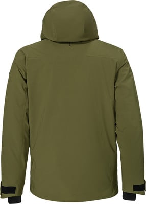 Grüne Herrenjacke mit Kapuze, Rückansicht. Grüne Herrenjacke mit Kapuze, Rückansicht.