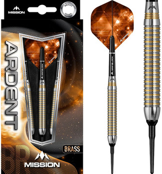Satz Messing Dart Barrels Mission Ardent mit Grip Lock Technologie.