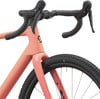 Ein rosa Fahrrad mit schwarzem Lenker und Reifen.