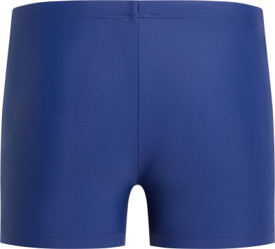 Blaue Jungen-Badehose mit elastischem Bund und kurzen Beinen. Blaue Jungen-Badehose mit elastischem Bund und kurzen Beinen.