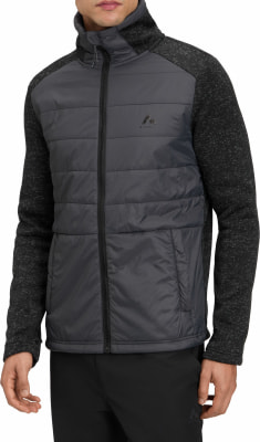 Herren-Steppjacke mit melierten Ärmeln und hohem Kragen. Herren-Steppjacke mit melierten Ärmeln und hohem Kragen.