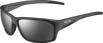 Schwarze Bollé Sportsonnenbrille mit dunklen Gläsern und Logo.