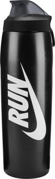 Schwarze Nike-Wasserflasche mit Logo und Aufschrift RUN.