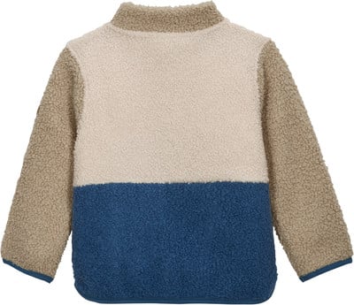 Beige Jacke mit blauem Unterteil und braunen Ärmeln. Beige Jacke mit blauem Unterteil und braunen Ärmeln.