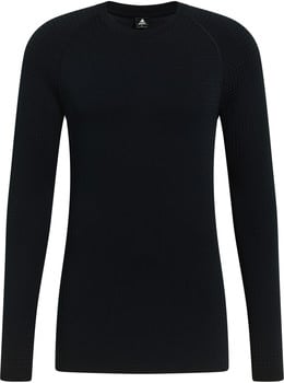 Schwarzes Herren-Langarmshirt mit Rundhalsausschnitt.