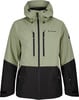 Grüne Herren-Skijacke mit schwarzen Ärmeln und Active Rebel Details.